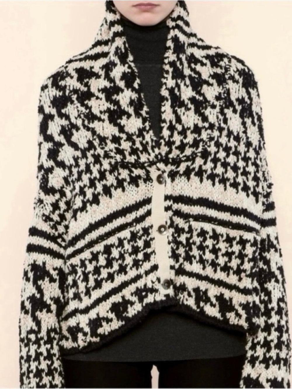 Free people 'Girls Will Be Boys Shawl Collar Geometric Cardigan Sweater Oversize